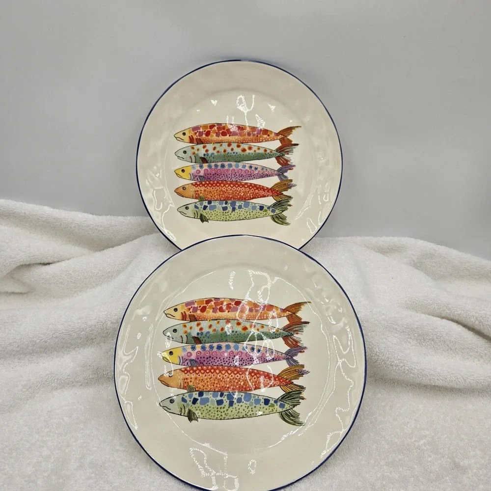 Set Of 2 Retired Anthropologie 'Molto bene!' Earthenware 9